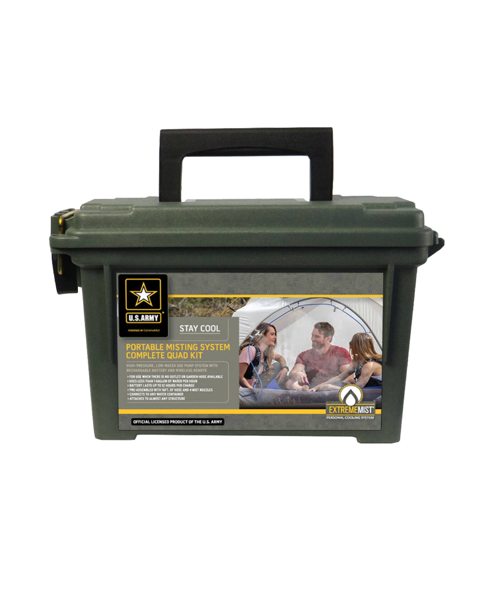 front of army portable misting system ammo box carrying case