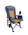 Heated camping chair with 20000mAh power bank for outdoor comfort and warmth.