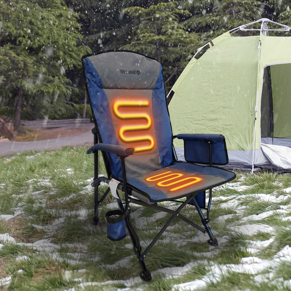 Chaises de camping chauffantes pliantes et portables surdimensionnées pour l'ext Chaises de camping chauffantes pliantes et portables surdimensionnées pour l'ext
