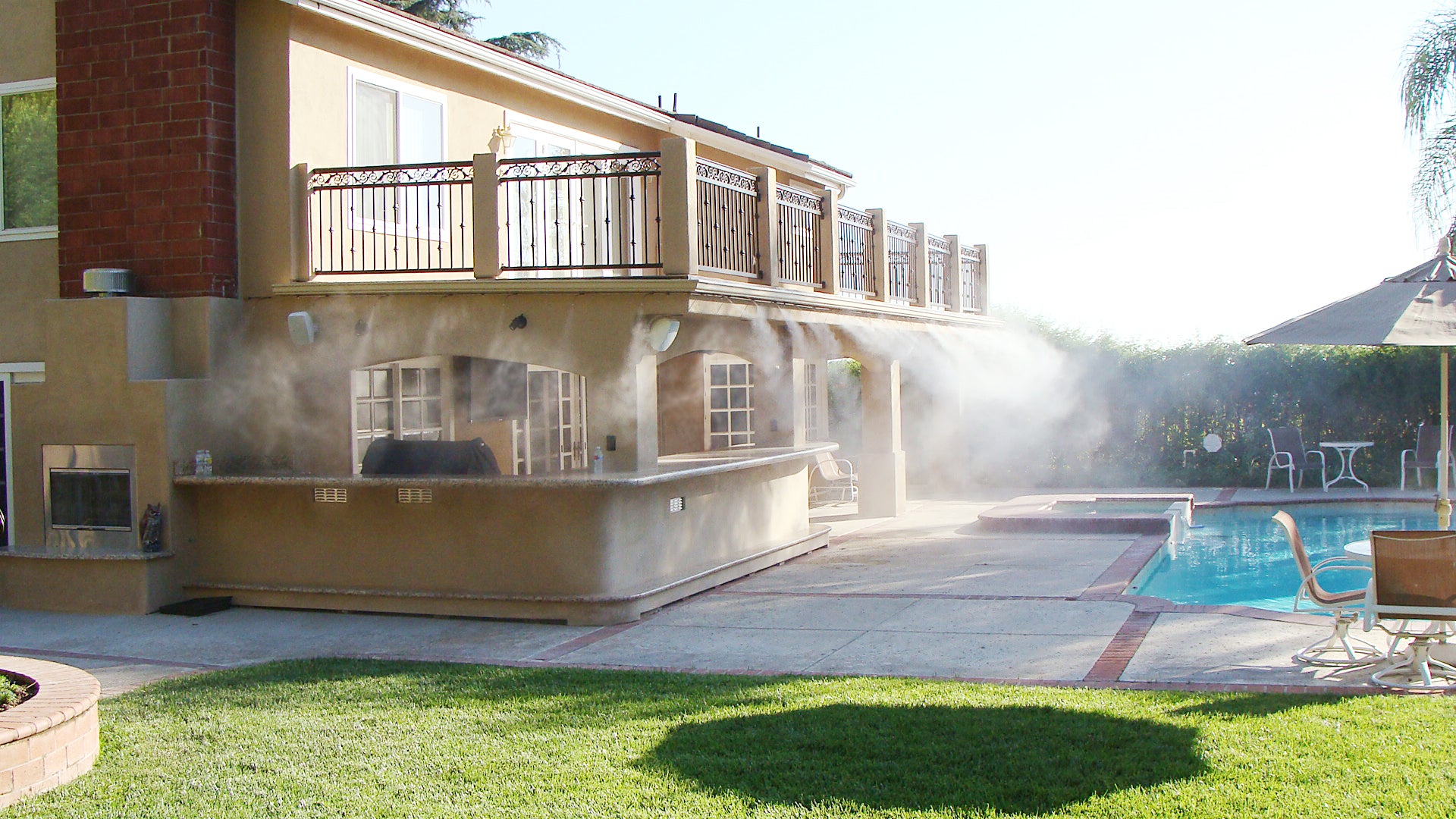 patio misting system mist cooling backyard