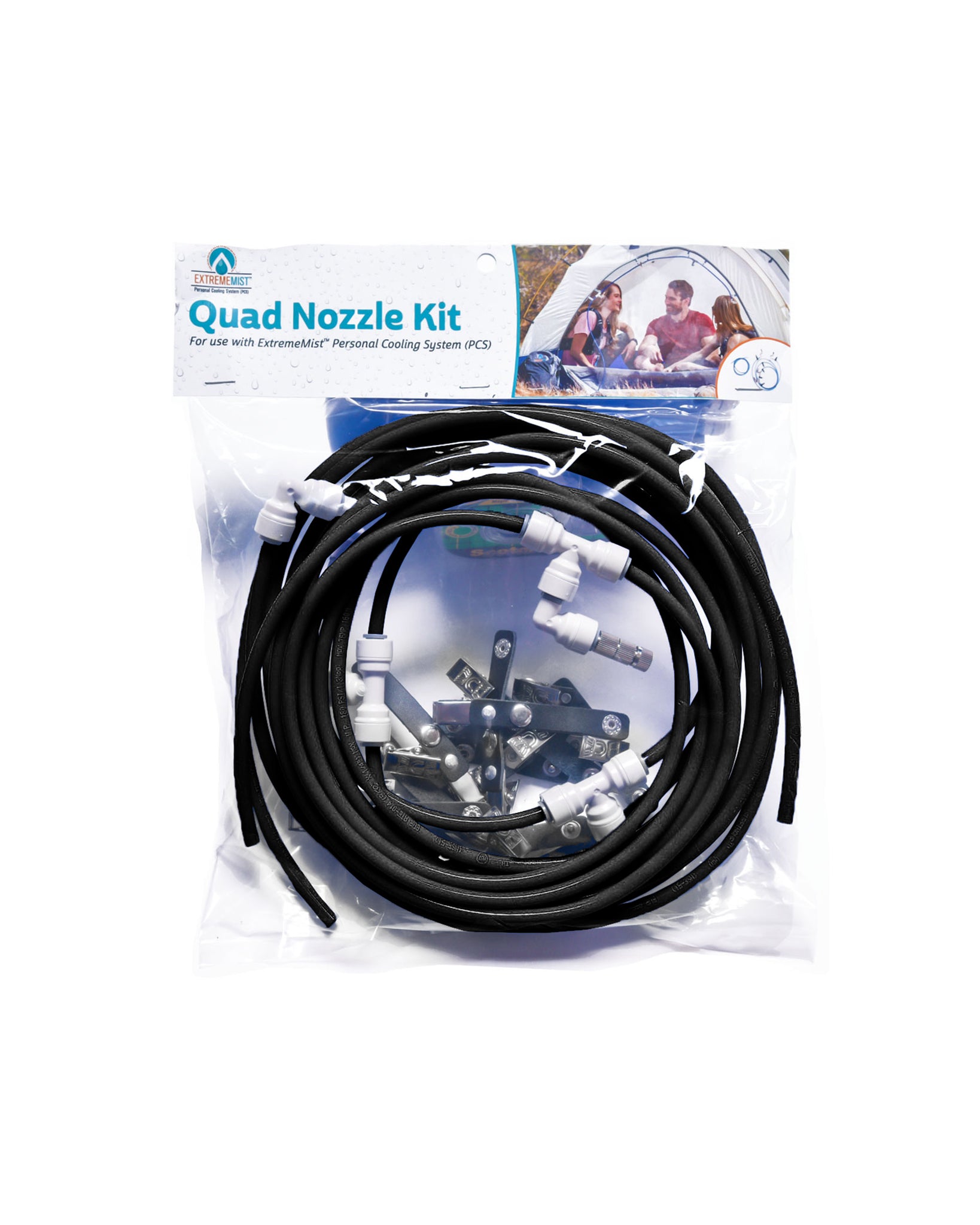 four nozzle misting system kit with black mist line