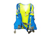 front of blue misting hydration backpack spraying mist
