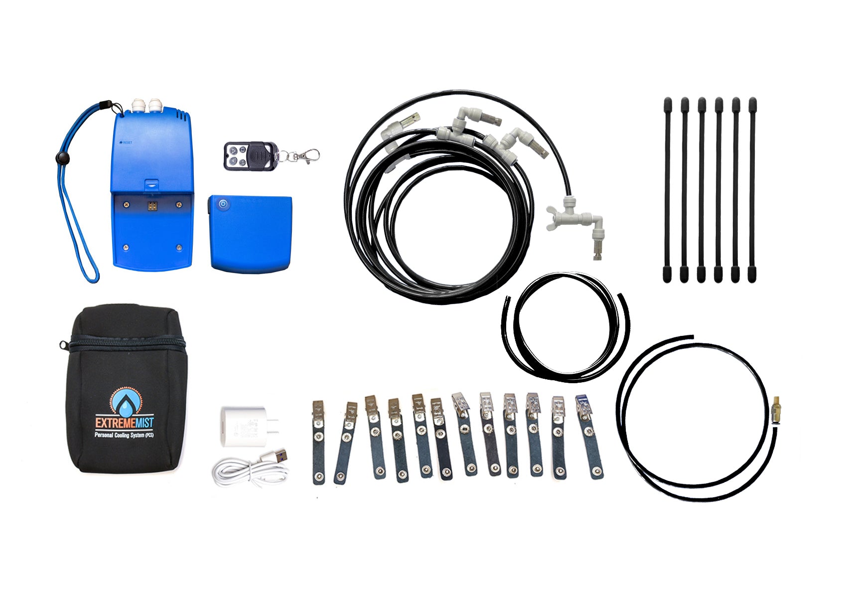 contents of four nozzle portable misting system