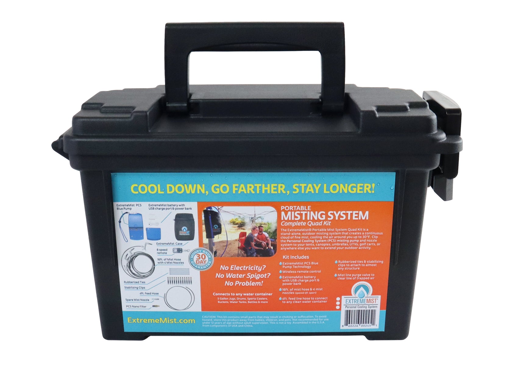back of portable misting system ammo box carrying case