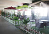 misting umbrellas in indoor space