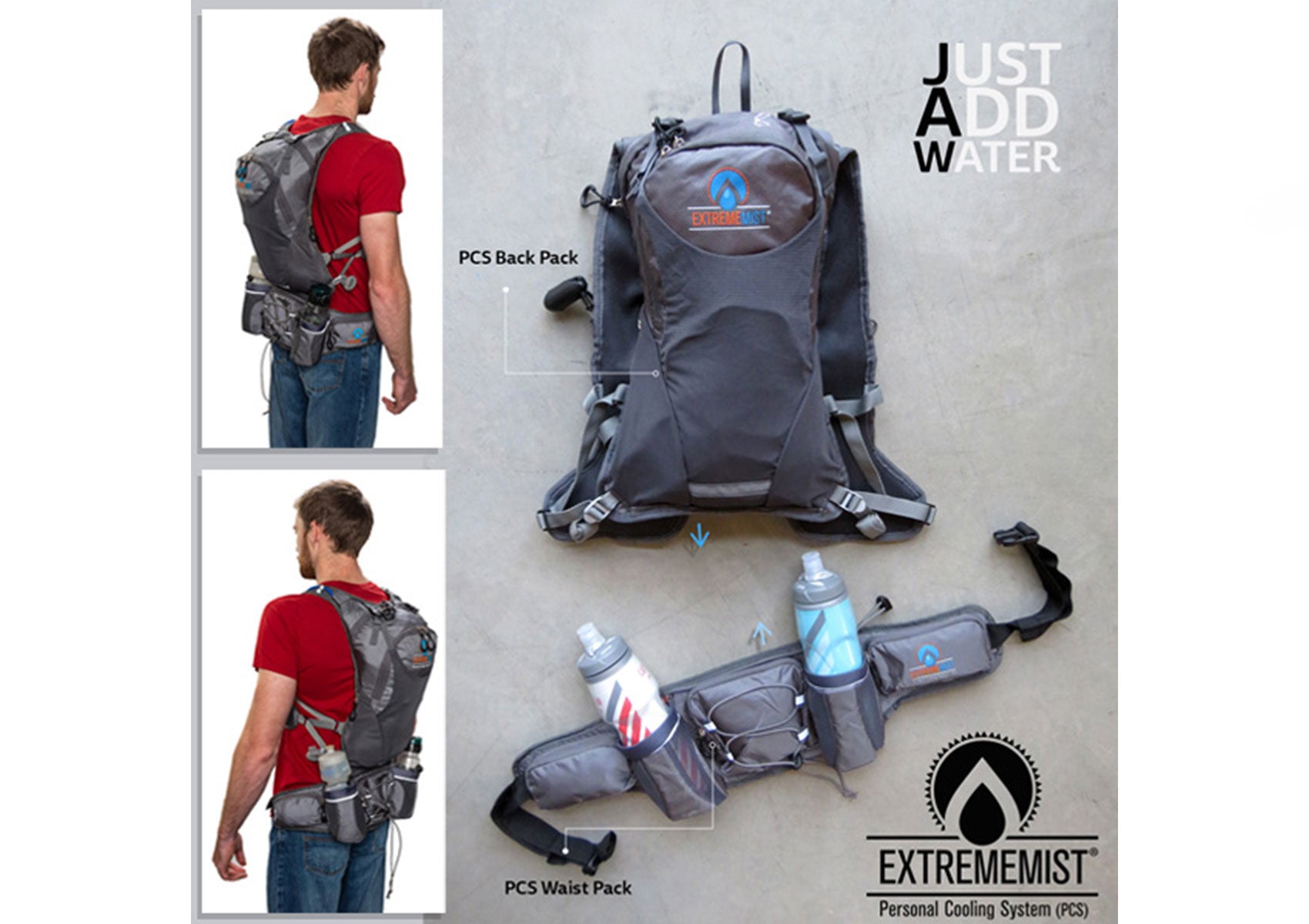 backpack or fanny pack for hiking ExtremeMist Sports Hydration Waist Pack / Fanny Pack - Blue